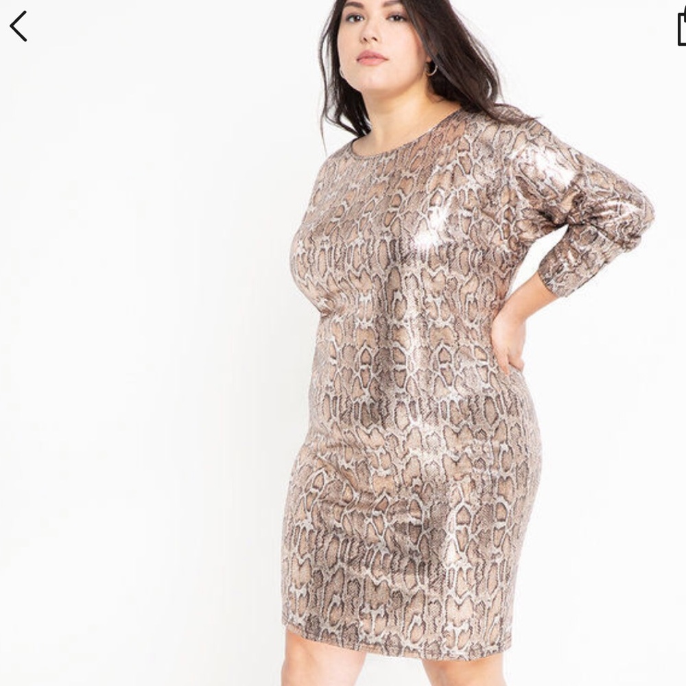 ELOQUII Snakeskin print Sequin party dress